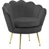 GARDENIA Poltrona con schienale a Conchiglia, Imbottita, con gambe Cromate, Ideale per salotto, camera da letto, e ufficio Poltrona in Vellutino, Nero, 77x79xH77 CM Atene XL