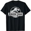 Jurassic Park White Distressed Circle Logo Maglietta
