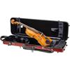 Crossrock Custodia rigida in policarbonato per violino 4/4 | Finitura rossa opaca, igrometro integrato, tasca esterna per spartiti, vano accessori - Guscio leggero e resistente