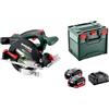 metabo Sega circolare a batteria KS 18 LTX 57 BL - 18 V, CAS, profondità di taglio 57 mm, diametro lama 165 mm, taglio obliquo preciso fino a 50° - Softgrip, freno di scarico - Include 2 batterie 8,0