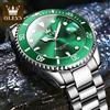 OLEVS 5885 Orologio da Uomo con Quadrante Verde, Impermeabile, Cinturino in Acciaio Inossidabile, Calendario, Movimento al Quarzo, Luminoso, Orologio da Polso Maschile di Lusso