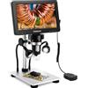 TOMLOV DM9 Microscopio digitale professionale Ingrandimento 1200x Display LCD regolabile da 7 "Microscopi elettronici USB per la riparazione