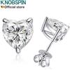 KNOBSPIN D VVS1 Orecchini a forma di cuore Moissanite per donna Certificato GRA Lab Grow Diamond Orecchino a bottone in oro 18 carati placcato argento massiccio 925