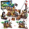 HOGOKIDS Pirate Ship Wharf Building Toy con LED-Set di blocchi di costruzione della casa dei pirati medievali, architettura per Kids6 + regalo di compleanno