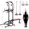 NONE Power Tower con panca, supporto per barra per trazioni, barra per immersione con panca pieghevole per allenamento di forza a 4 corde, attrezzatura per il fitness multifunzione