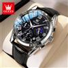 OLEVS 2871 Orologio al quarzo da uomo delle migliori marche Nottilucenti Business Orologio di lusso impermeabile Cinturino in pelle Fasi lunari Relogio Masculino