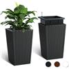 TWISTER.CK Set di 2 vasi da fiori autoirriganti Fioriera con motivo in rattan con rilevatore di livello del liquido per la piantagione di giardinaggio su patio interno ed esterno