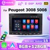 naviunit Autoradio Wireless Carplay Android 15 con Schermo per Peugeot 3008 5008 2010-2016, Bluetooth 2 DIN, Lettore Multimediale GPS WIFI 4G LTE