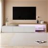 Rosahqnda Mobile TV per soggiorno, pannello basso TV con LED, pannello laterale, 2 partizioni in vetro, 3 cassetti, bianco/nero lucido