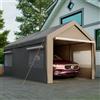 NONE Tenda Garage Carport 3x6m, Grigia. Resistente all'inverno con finestra avvolgibile. Pareti e Tetto Rimovibili. Riparo per Auto, SUV, Barca, Camion
