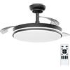 NONE Ventilatore da Soffitto OstarkDom con Luce LED Retrattile 106cm, 3 Pale, Potenza Totale 72W, Senza APP, con Telecomando, Timer, 6 Velocità, 3 Temperature di Luce, Funzione Estate-Inverno, Silenzioso,