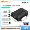 DATOUBOSS Inverter DATOUBOSS 2000W a Onda Sinusoidale Pura, Commutazione Automatica DC12V-24V, Inverter Portatile a Doppia Tensione per Auto, Camper e Sistemi Solari Off-Grid