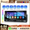 Podofo Autoradio 1DIN 6.86'' con CarPlay Wireless, Android Auto, Mirror Link, Bluetooth, FM, USB e Telecamera Posteriore