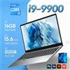 NONE Notebook Portatile Windows 11 Pro 15.6 Pollici, Schermo HD, Intel Core I9-9900, 16GB RAM, 1TB/2TB SSD, Computer Portatile