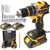 DWiusty Trapano Avvitatore Elettrico Brushless Senza Fili 3in1 con Funzione Impatto, Luce Integrata, 2 Velocità, 55Nm - Utensile Elettrico