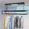 NONE Stendibiancheria Elettrico a Soffitto con Capacità di 35kg, Stendino Intelligente Retrattile con Telecomando e LED
