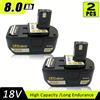 Batteria agli ioni di litio di ricambio da 8.0Ah 18V P108 per Ryobi ONE+P108 P104 P105 P107 P507 BPL1820 BPL-1815 BPL-1820G BPL18151