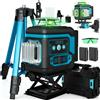 DWiusty Livella Laser 4D a 16 Linee con Treppiede, Linea Verde 360° Orizzontale e Verticale, Autolivellante, Super Potente con 2 Batterie