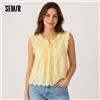 Semir Camicia da donna Semir in cotone ricamata con fiocco, corta, con volant e pizzo, dolce ed elegante, top versatile casual alla moda per l'estate 2026
