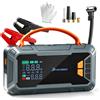 POPDEER PD-JAS3 Avviatore d'Emergenza per Auto 6000A, Power Bank PD65W Portatile, Pompa d'Aria 160PSI con Guanti Isolanti, Display LCD e Luce LED