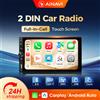AINAVI Full-In-Cell Wireless CarPlay 2 DIN K60 Autoradio universale da 7 pollici con touch screen, supporto per Android Auto wireless, SWC, sistema multimediale per auto, BT 5.0, Linux, audio per