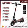 iScooter Monopattino Elettrico iScooter GX3Pro 1500W con Pneumatici Fuoristrada da 11 Pollici, Trazione Posteriore, per Adulti, Batteria 17.5Ah, Autonomia 50-60km, Velocità 50km/h, Sospensione a Braccio