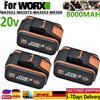 Ddadache Batteria Worx WA3551 6000mAh/8000mAh 20V per Utensili Elettrici Senza Fili, Compatibile con WA3572 WA3553 WX390 WX176 WX178, Batteria di Ricambio