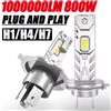 UNI-SHINE Luci LED H7 H4 H1 per Fari Auto, Lampadina 1000000LM, Mini Lampada Wireless per Auto +800% Luminosità, Fari per Automobile 12V 24V