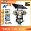 V380 Telecamera Solare 4G con SIM per Esterni, 3 Lenti, 3 Schermi, Rilevamento PIR, Zoom 10X, Impermeabile, Visione Notturna, Sicurezza CCTV