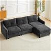 JIEXI Divano angolare con funzione letto divano in velluto a coste, divano a forma di L, divano angolare, divano letto, 251cm (grigio 3 posti + 1 sgabello)