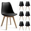 Xbro Set di 6 Sedia Sala da Pranzo Scandinava Imbottita Confortevole, Cucina Soggiorno Ufficio Moderno Piedi Legno Faggio 27mm, 40×47×80 cm (6, Nero)