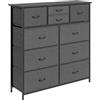 HOMCOM Cassettiera 10 Cassetti Moderna in Tessuto non Tessuto, Acciaio e MDF, 100x30x100 cm, Nera