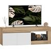 HOMCOM Mobile TV Fino a 60 Armadietto 140x40x48 cm Bianco e Color Legno