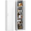 HOMCOM Credenza Cucina Alta Slim 180 cm 5 Ripiani Anta Soft Close Bianco