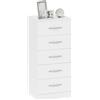 HOMCOM Cassettiera Camera da Letto 5 Cassetti, Como 40x35x85 cm Bianco