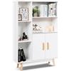 COSTWAY Armadietto Legno Mobile Soggiorno Scaffale Libreria Armadio Mobile, con 5 Scompartimenti, 119x80x24cm, Bianco