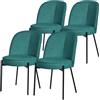 ML DESIGN modern living ML-Design Set 4 Sedie da Sala Pranzo Verde Petrolio in Poliestere Gambe in Metallo, Struttura in Acciaio, con Schienale Semi-Rotondo, Poltrone Ergonomiche, Poltroncine Imbottite per Soggiorno e Cucina
