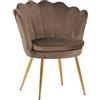 IlGruppone Poltrona Conchiglia Camera da Letto in Velluto Design Moderno, Sedia Classica con Gambe in Metallo Placcato Oro - Poltroncina per Salotto con Seduta Morbida Imbottita Modello Maddina (Marrone)