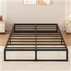 Yicensen Letto Piazza e Mezza 140x190 cm in Metallo con Doghe Acciaio, Nero | Portata 500 kg, Altezza 30 cm, Silenzioso, Montaggio Facile, Pieds Antidérapants, Nero