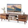 WLIVE Mobilio TV 160 cm con Ripiano Modulabile, Supporto TV fino a 79, Gestione Cavi, Ripiani Regolabili, Struttura Rinforzata (Carico 68 kg), Marrone Scuro