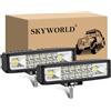SKYWORLD 2 Pcs Mini Faro da Lavoro Led, 6 Pollici 15 cm 24W Barra Led Slim | Sottile Spot Flood Luci di Lavoro 12V 24V Off road Luci di Guida per 4x4 Fuoristrada Auto Moto SUV Trattore Camion Escavatore