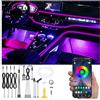 QAUBEN Auto illuminazione ambiente 64 colori musica multicolore fibra ottica APP controllo auto fai da te kit di illuminazione dell'atmosfera decorativa DC 12V 1W 5m