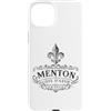 Utopia Sport Menton France Shop Custodia per iPhone 15 Plus Menton Costa Azzurra Francia Ornato Fleur-De-Lis Stampa Nera