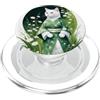Japanese Culture Aesthetics Neko Cat Jap Gatto Giapponese in Kimono Verde Prato Verde PopSockets PopGrip per MagSafe