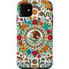 Folk Art Gifts Custodia per iPhone 11 Bandiera messicana modello azteco Messico Pride floreale