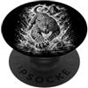 Artistic Wilderness Leopardo in salto Ritratto Artistico Nero Bianco Stile PopSockets PopGrip Adesivo