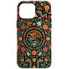 Folk Art Gifts Custodia per iPhone 16 Pro Max Bandiera messicana con motivo floreale azteco con orgoglio del Messico