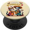 Cat & Dog Sugar Skull Let's Fiesta day o Divertente gatto e cane Sugar Skull Lets Fiesta Día los de Muertos PopSockets PopGrip Adesivo