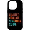 September 2008 Retro Vintage Year 2008 G Custodia per iPhone 14 Pro Edizione Limitata Settembre 2008 Compleanno