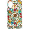Folk Art Gifts Custodia per iPhone 16 Plus Bandiera messicana modello azteco Messico Pride floreale